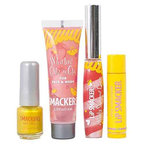 Lip Smacker Pink Lemonade Glam Bag Makeup Set for Girls | Lip Balm, Lip Gloss, Nail Polish, & Lotion | Christmas Make Up Collection | Holiday Present | Gift for Girls | Set of 4
