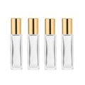 wifreo Perfume Essential Oil Bottles, Square Refillable Thick Glass Roller Bottle, 4 Pack 1/3oz 10ml