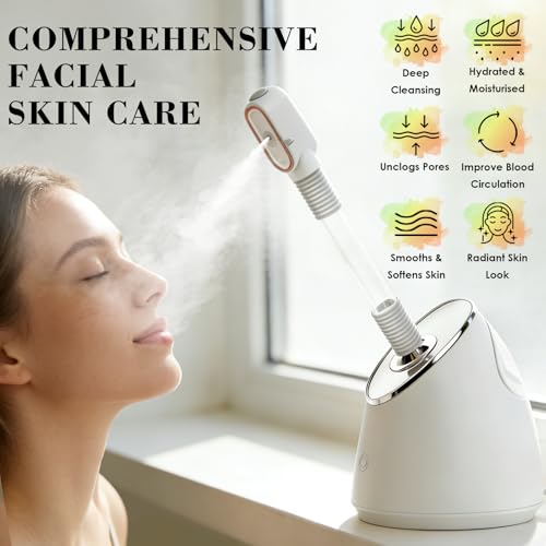 Pjordo Nano Ionic Facial Steamer with 5 Skin Care Tools Kit