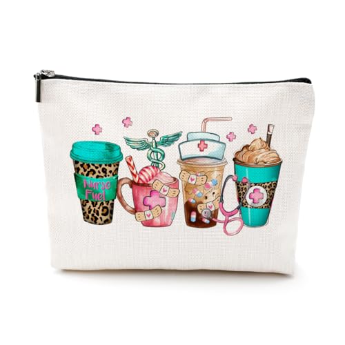 Nurse Cosmetic Bag Nurse Gifts Nurse Appreciation Coffee Lovers Makeup Bag Nurse Graduation Gift Nursing Student Essentials Accessories Nurse Practitioner Gifts for Women Nurses Week Birthday Gift