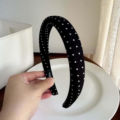Polka Dot Headband for Women - Retro Black & White 2-Pack