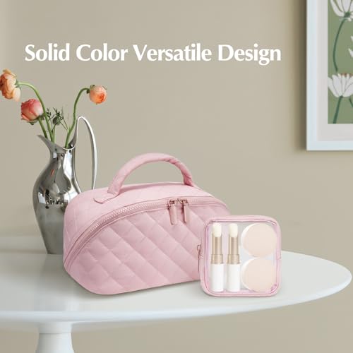 Quilted Makeup Bag Waterproof Cosmetic Organizer 2-Piece Set