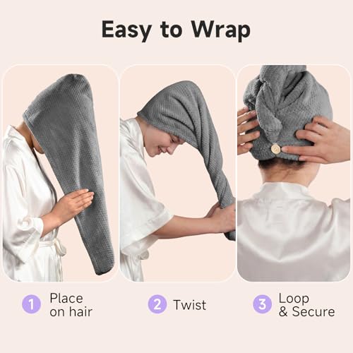 Umisleep 2 Pack Microfiber Hair Towel Wrap - 400 GSM