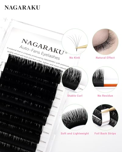 NAGARAKU Easy Fan Volume Lash Extensions 0.07 D Curl 8-15mm Mix