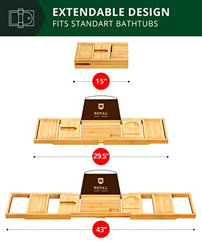 Expandable Bamboo Bathtub Caddy Tray - Fits 29.5-43 in