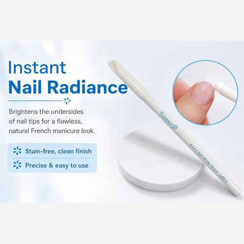 Flowery 4-in-1 White Nail Pencil - Under Nail Whitener & Cuticle Pusher