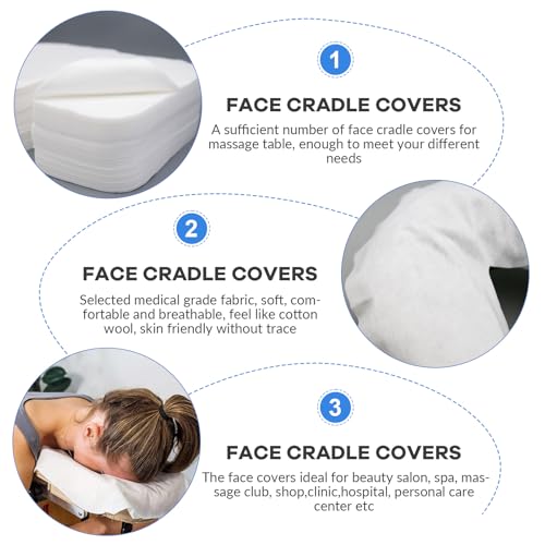 500 Count Disposable Face Cradle Covers, Medical-Grade, Ultra Soft, Luxurious, Non-Sticking Massage Face Covers, Headrest Covers for Massage Tables & Massage Chairs