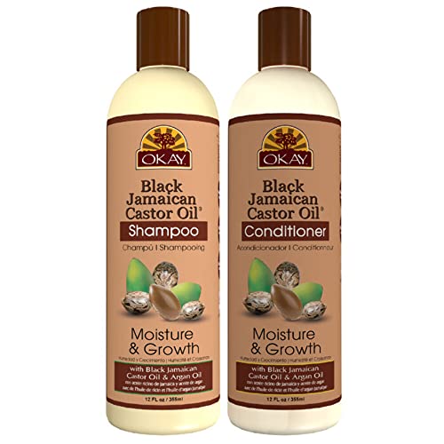 Okay Shampoo & Conditioner Black Jamaican Castor Oil Hair Care Set Moisture & Growth Helps Strengthen & Regrow Hair Sulfate, Silicone, Paraben Free for All Hair Types, 12 ounces