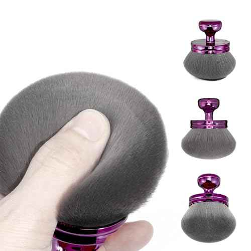 Blend & Blur Extra Large Body Makeup Brush for Self Tanner,Leg Makeup & Bronzer Self Tan Applicator, 3.2inch Wide Round Head Kabuki Brush For Application with Drawstring Bag (Purple)