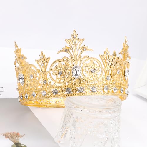 Aprince Gold Crown Queen Crown for Women Crystal Wedding Crowns and Tiaras for Women Rhinestone Princess Bride Crown Hair Accessories for Costume Birthday Party Pageant Prom