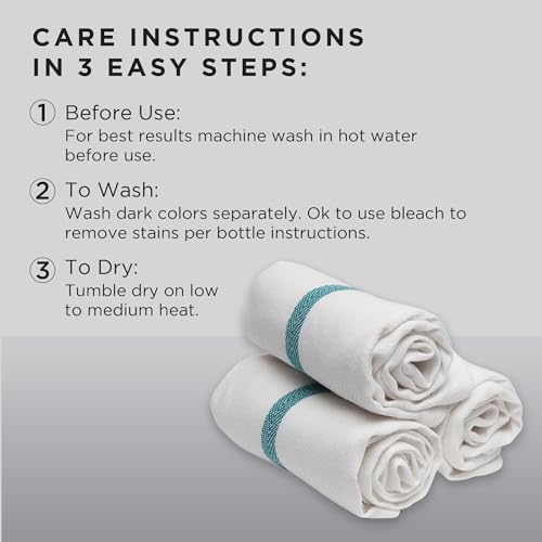 Diane 100% Cotton Barber Towels - 15"x26" Soft White Salon Towels (12 Pack)