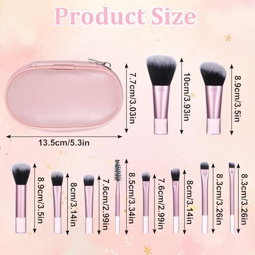 10-Piece Mini Makeup Brush Set with Pouch Pink