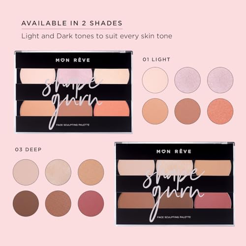 Mon Rêve 3-in-1 Contour Palette – Blush, Highlighter & Sculpt (Light)