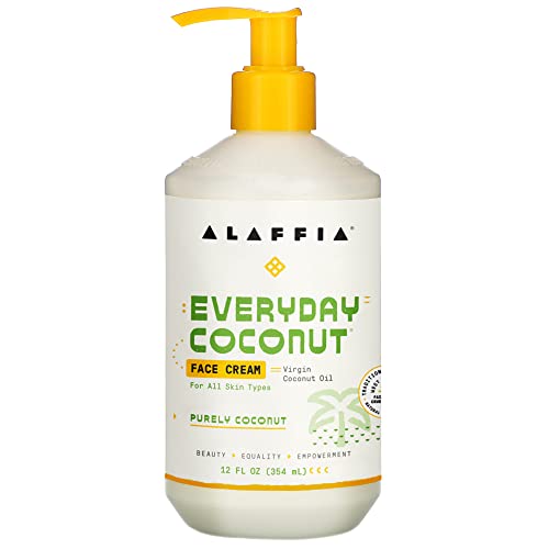 Alaffia Everyday Coconut Face Cream, Skin Care with Virgin Coconut Oil, Moisturizer for Firmness & Elasticity, Helps Reduce the Appearance of Lines & Wrinkles, Purely Coconut, 12 Fl Oz