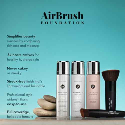 MagicMinerals AirBrush Foundation Set by Jerome Alexander - Complete 5pc Spray Makeup Set with Foundation, Primer, and Setting/Finishing Spray - for Smooth, Radiant Skin (Warm Beige)