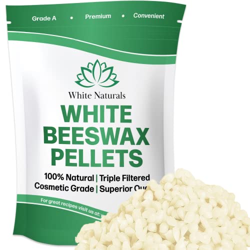 White Naturals White Beeswax Pellets 1 lb (16 oz), Pure, Natural, Cosmetic Grade, Bees Wax Pastilles, Triple Filtered, Great For DIY Lip Balms, Lotions, Candles