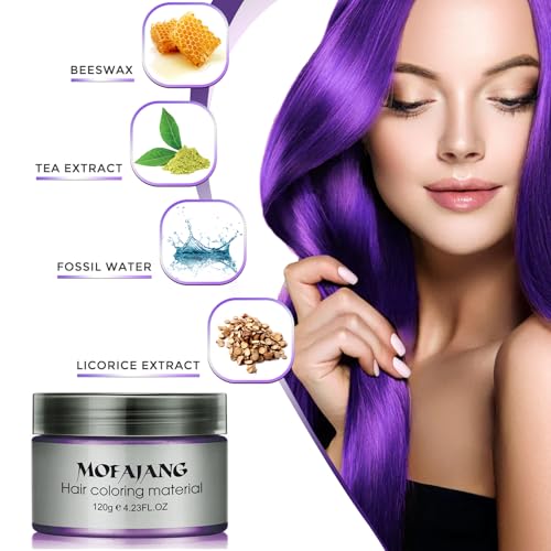 SOVONCARE Purple Hair Color Wax 4.23 oz - Temporary Hair Dye for Men & Women, Easy Washable Styling