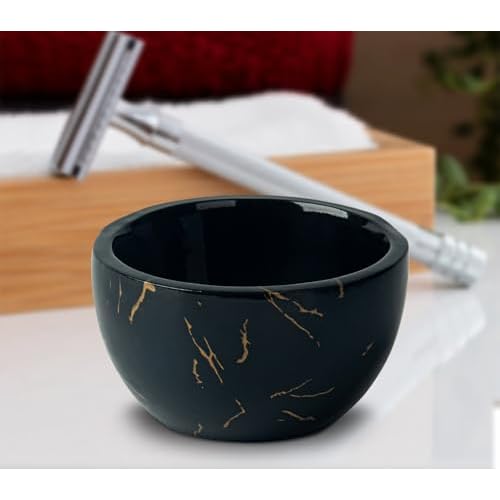 Marbled Shaving Mug - Black Resin Shave Cream & Soap Bowl - Cup