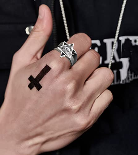 All Seeing Eye Ring Adjustable Silver Vintage Men Women