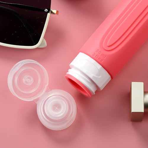 Travel Bottles for Toiletries, Tsa Approved 3oz Travel Size Containers BPA Free Leak Proof Refillable Liquid Silicone Squeezable Travel Accessories for Shampoo Conditioner Lotion (4 Pack)