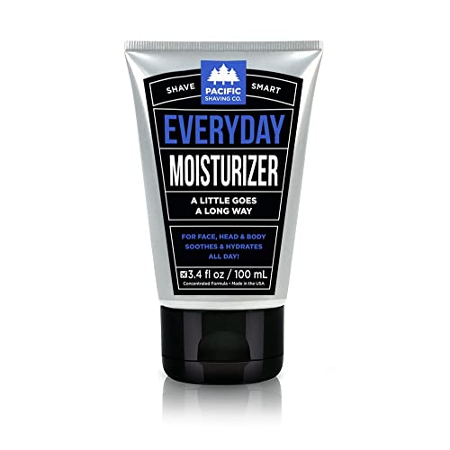 Pacific Shaving Company Everyday Moisturizer - Daily Post-Shave Moisturizer Cream for Men & Women - Hydrating Face Cream with Shea Butter, Jojoba, Avocado, & Argan Oil for Face (3.4 Fl Oz)