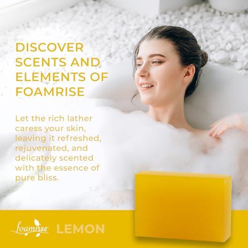 foamrise Blackheads, Acne, Freckles, Calluses, Lemon Soap Bars with Vitamin C, Handmade Soap With Premium Quality, Oily Skin Types, Rich Glycerin Content, Natural, Gift for Special Days, Pack of 1