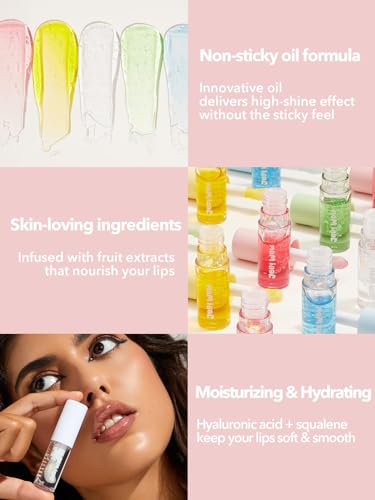 SHEGLAM Jelly Wow Hydrating Lip Oil Berry - Non-Sticky Lip Gloss & Plumper