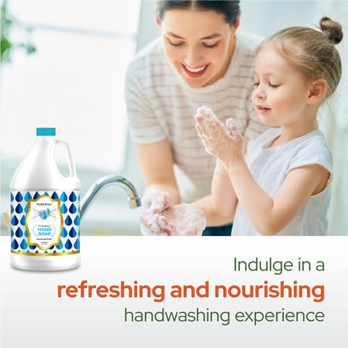 Puremax Foaming Hand Soap Refills with Essential Oils | Rain Drops | Gentle, Moisturizing | Biodegradable Formula | Made in USA | 128 Fl Oz (1 Gallon) |