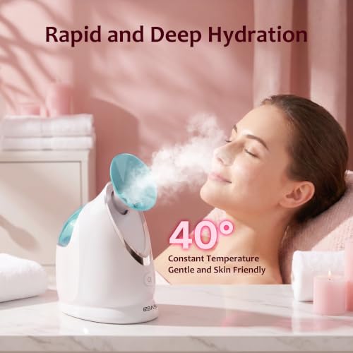 EZBASICS Nano Ionic Facial Steamer Warm Mist Face Spa with 5-Piece Skin Kit