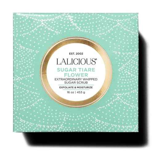 LaLicious Sugar Tiare Flower Extraordinary Whipped Sugar Scrub - Cane Sugar Body Scrub with Coconut Oil & Honey, No Parabens (16oz)