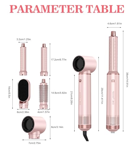 Dryhsip 5-in-1 Air Styler Curling & Drying Kit - Pink/Gold