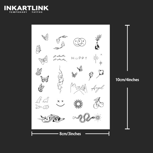 INKARTLINK Semi-Permanent Temporary Tattoos - 2 Sheets, Waterproof, 1-2 Weeks