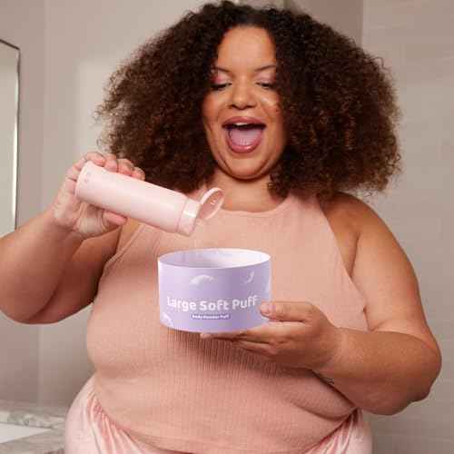 Large Body Powder Puff for Dusting Powder, Women Powder Puff with Gorgeous Storage Container for Bath