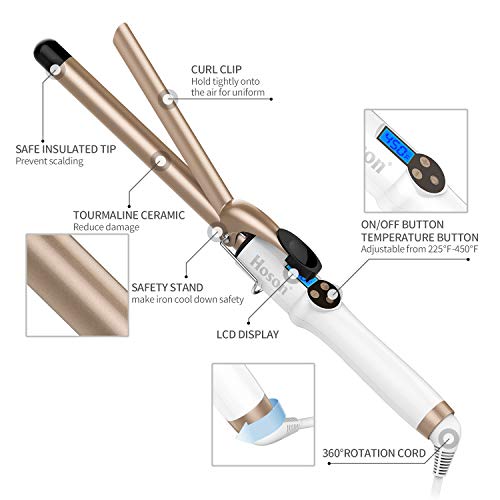 3/4 Inch Curling Iron - Ceramic Tourmaline Wand, Fast Heat
