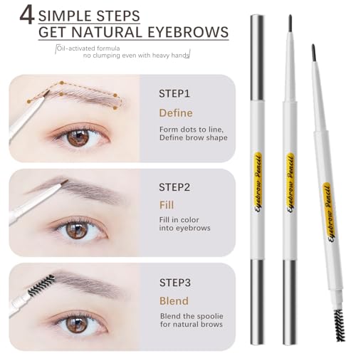 Waterproof Eyebrow Pencil with Spoolie Brush - Micro Tip