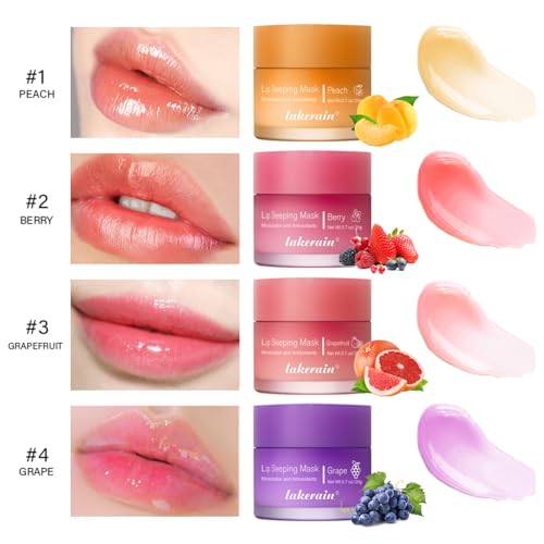 ZAMANIYA Lip Sleeping Mask,Moisturizing Lip Mask with Vitamin C,Day & Night Repair Lip Balm Improves Dry Lips,Nourishes and Moisturizes,Lightens Lip Lines and Brightens Lip Color 0.7oz(04-Grape)