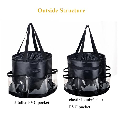 Circular Hairdressing Bag, 2 Piece Set Hairstylist Travel Bag, Large Capacity Makeup Bag for Hairstylist, Barber Tools Storage Organizer with Heat Insulation Material, Waterproof Shower Toiletry Bag