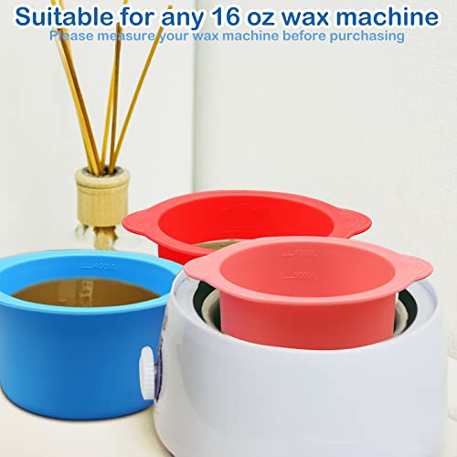 3Pcs Non-Stick Silicone Wax Melt Liners with Wax Sticks, Reusable Bowl for Wax Warmer and Hair Removal, 14Oz