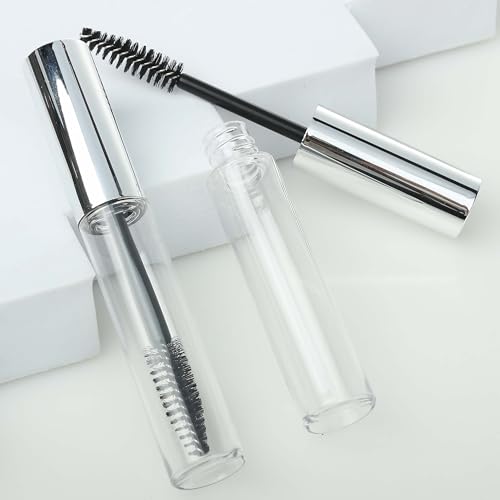COSIDEA 12PCS Empty Silver 10ml mascara tubes with wand for caster oil eyelash growth serum tube container