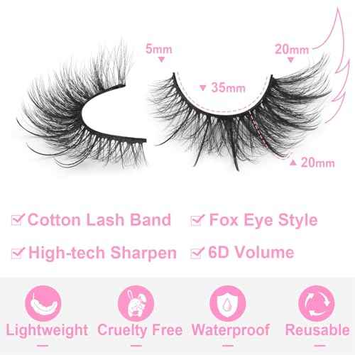 Fox Eye Lashes Wispy Faux Mink Lashes Volume Fairy Cat Eye Lashes That Look Like Extensions Spiky Fake Eyelashes Natural Look