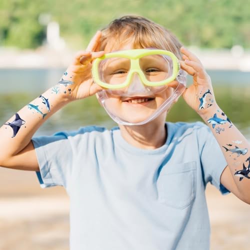 Cheerland Pre-Cut Shark Tattoos for Under The Sea Birthday Party Decorations Shark Week Ocean Sea Animal Themed Sticker Temporary Tattoo Party Favors Supplies School Rewards 108 Pcs