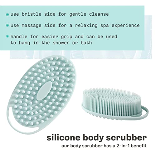 Freeman Premium Silicone Body Scrubber, Exfoliating & Massaging, Double Sided Silicone Scrubber, Durable & More Hygienic Than Loofah, for Men & Women, Cruelty-Free Shower & Bath Accessory, 1 Count