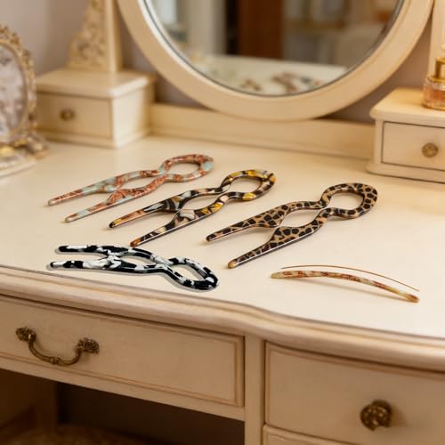French Hair Pins for Women - 4 Pack Tortoise Acetate