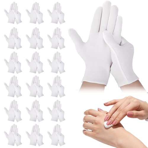 42-Pack White Cotton Gloves for Dry Hands & Eczema - Unisex Sleep SPA Gloves