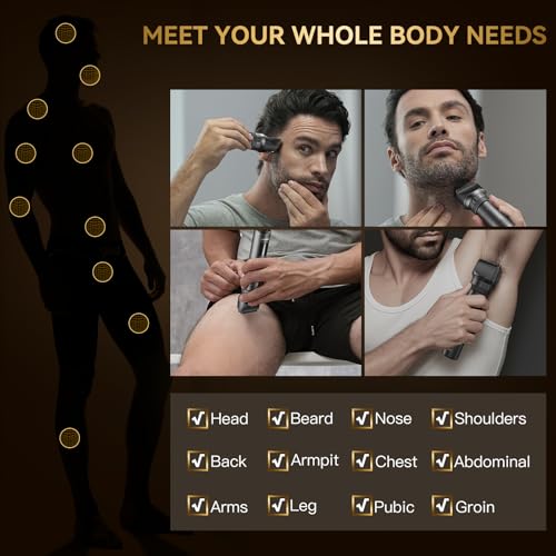 Beard Trimmer for Men - Hair Clippers with 42 Adjustable Length Settings, Professional Mens Grooming Kits Precision Trimming for Beard Facial Nose Trimmer IPX6 Waterproof LED Display Mustache Trimmer