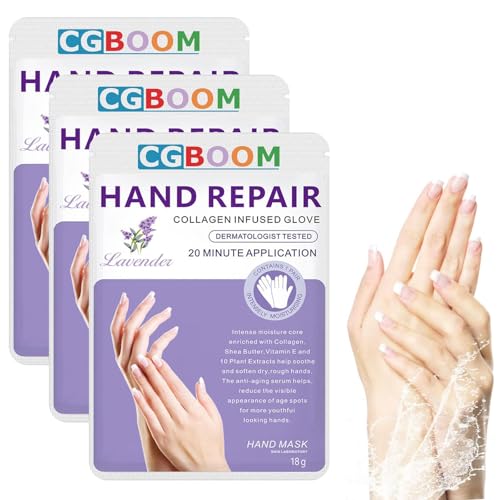 Moisturizing Hand Mask Gloves 3 Pack Exfoliating & Repair for Dry Skin