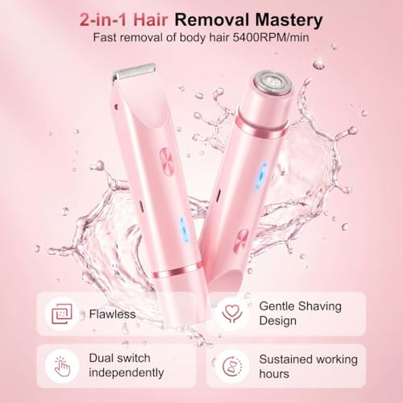 DEBARK 2-in-1 Bikini Trimmer for Women - Waterproof Electric Razor