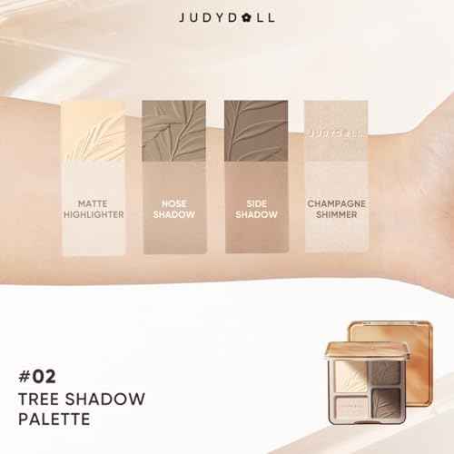 JUDYDOLL Highlight & Contour Palette, All-in-One Matte Highlighter Contour Compact, Blendable Face Makeup for Beginners (02)