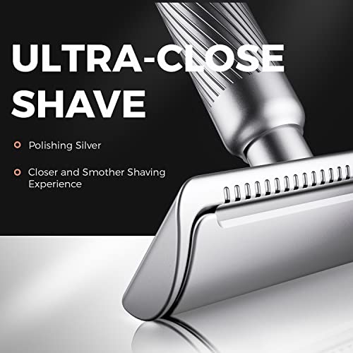 Zomchi 100 Counts Double Edge Razor Blades 2.0 with Premium Metal Razor