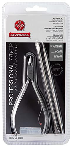 Mundial Professional Stainless Steel Cuticle Nipper 3-Piece Manicure Set